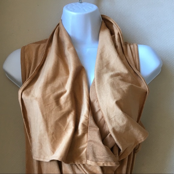 NEW - Caramel faux suede duster vest - Picture 2 of 7